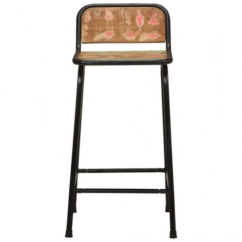 Barstole sæt af 2 - 46 × 35,5 × 80 cm i massivt genbrugstræ med metalben