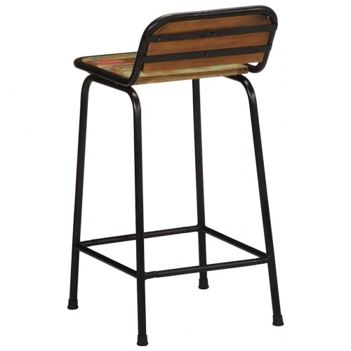 Barstole sæt af 2 - 46 × 35,5 × 80 cm i massivt genbrugstræ med metalben