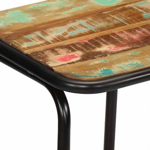 Barstole sæt af 2 - 46 × 35,5 × 80 cm i massivt genbrugstræ med metalben