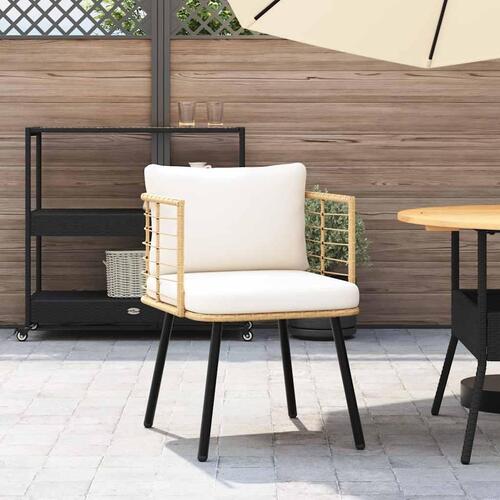 Havestol med hynder polyrattan naturfarvet