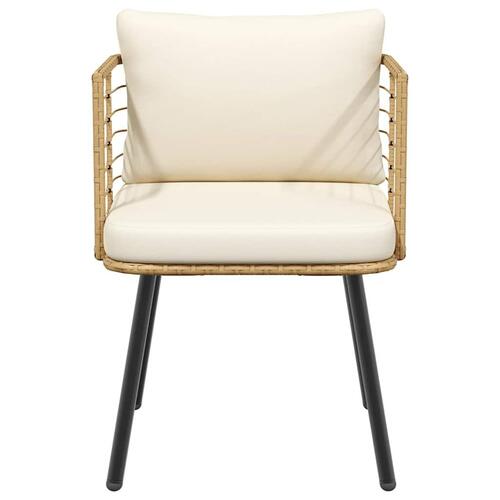 Havestol med hynder polyrattan naturfarvet