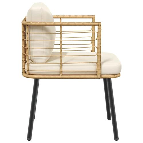 Havestol med hynder polyrattan naturfarvet