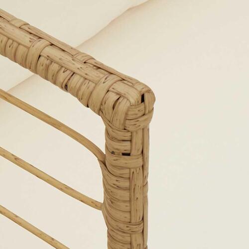 Havestol med hynder polyrattan naturfarvet