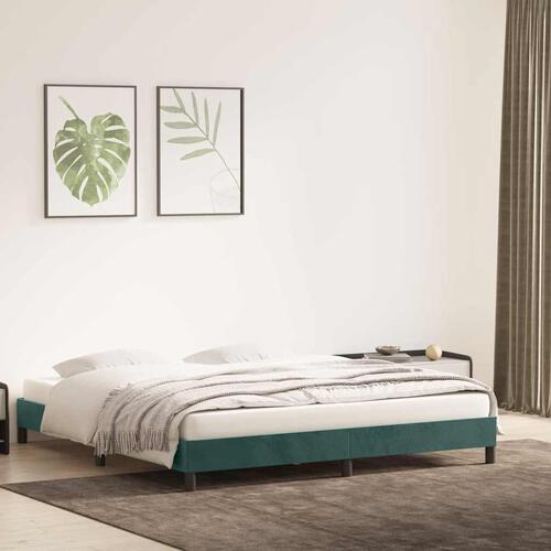 Sengeramme uden madras 180x220 cm fløjl mørkegrøn