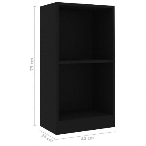 Bogreol i konstrueret træ - 40×24×75 cm, sort, 2 niveauer