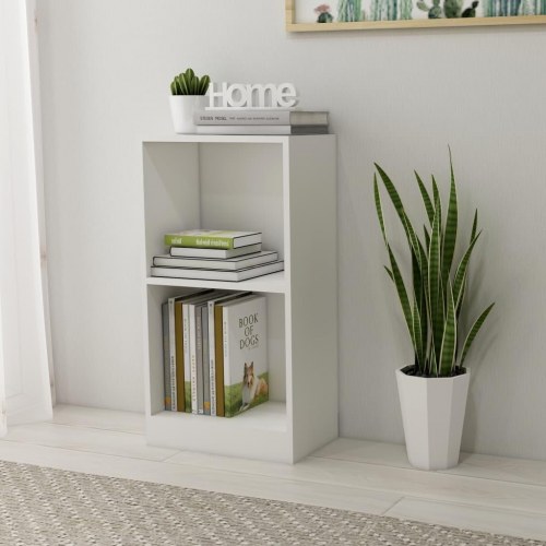 Bogreol i hvidt konstrueret træ - 40 × 24 × 75 cm, 2 niveauer