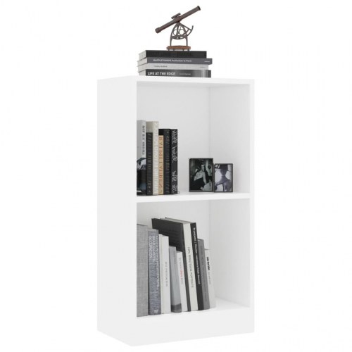 Bogreol i hvidt konstrueret træ - 40 × 24 × 75 cm, 2 niveauer