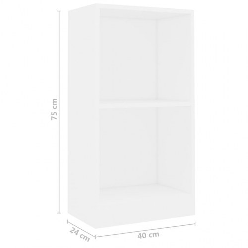 Bogreol i hvidt konstrueret træ - 40 × 24 × 75 cm, 2 niveauer