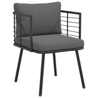 Havestol med hynder polyrattan sort