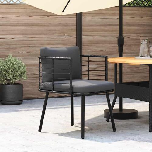 Havestol med hynder polyrattan sort