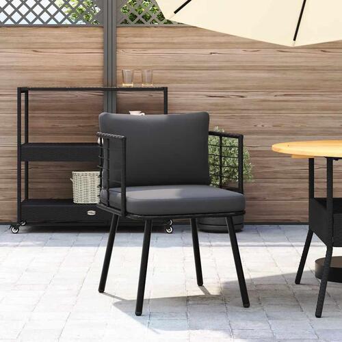 Havestol med hynder polyrattan sort