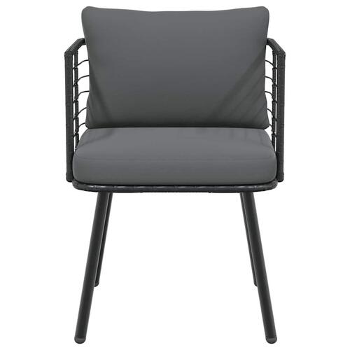 Havestol med hynder polyrattan sort