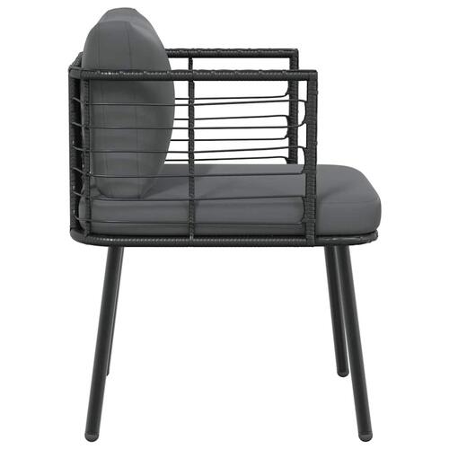 Havestol med hynder polyrattan sort