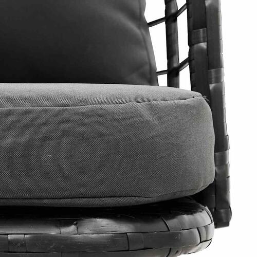 Havestol med hynder polyrattan sort