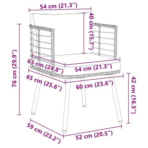 Havestol med hynder polyrattan sort