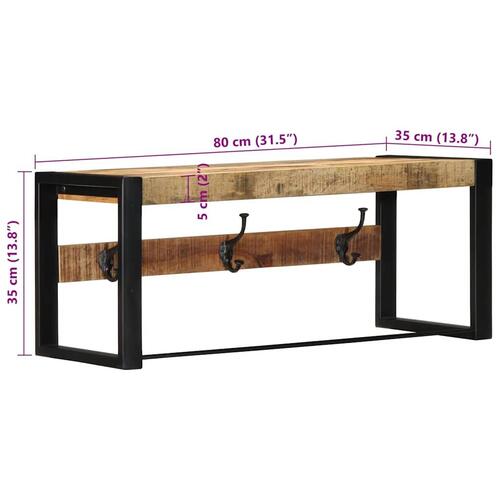 Knagerække 80x35x35 cm massivt ru mangotræ