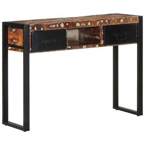Konsolbord 100x35x75 cm massivt genbrugstræ flerfarvet