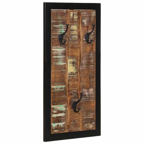 Knagerække 40x2x80 cm massivt genbrugstræ flerfarvet