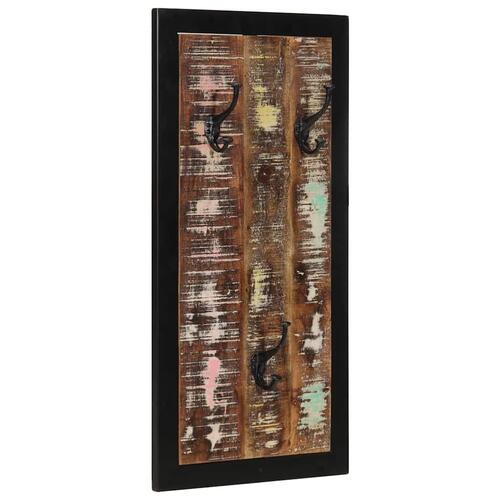Knagerække 40x2x80 cm massivt genbrugstræ flerfarvet