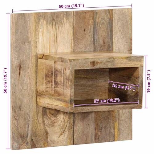 Sengebord 50x27x50 cm massivt ru mangotræ