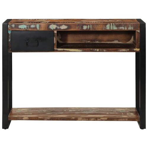 Konsolbord 100x35x75 cm massivt genbrugstræ flerfarvet