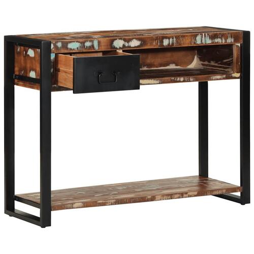 Konsolbord 100x35x75 cm massivt genbrugstræ flerfarvet