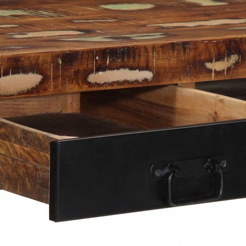 Skrivebord 100x50x75 cm massivt genbrugstræ flerfarvet