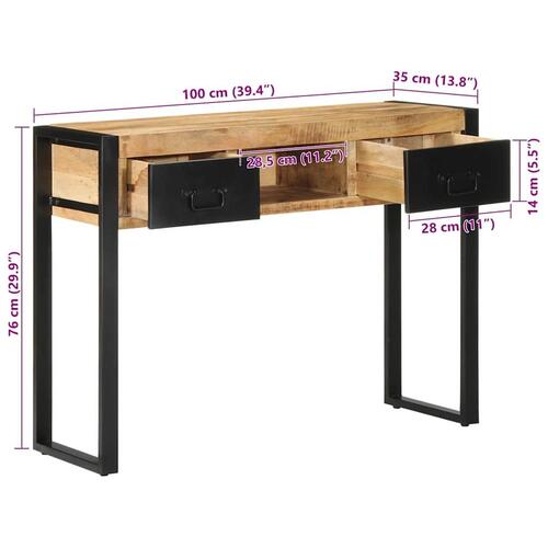 Konsolbord 100x35x75 cm massivt ru mangotræ