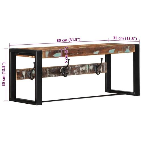 Knagerække 80x35x35 cm massivt genbrugstræ flerfarvet