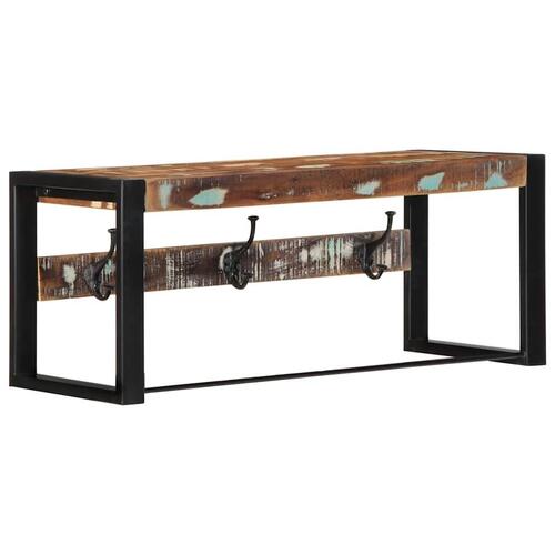 Knagerække 80x35x35 cm massivt genbrugstræ flerfarvet