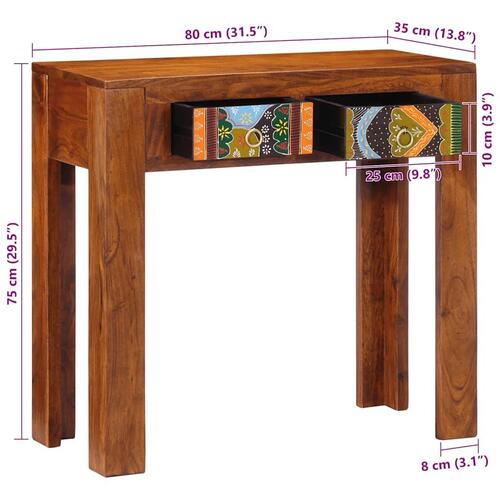 Konsolbord 80x35x75 cm massivt akacietræ