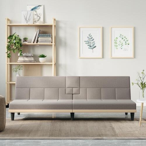 Sovesofa med kopholdere stof gråbrun