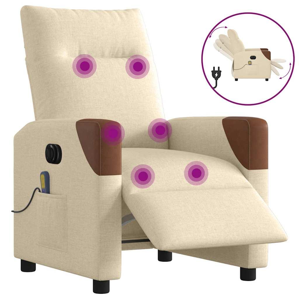 Eldrevet massagestol stof cremefarvet