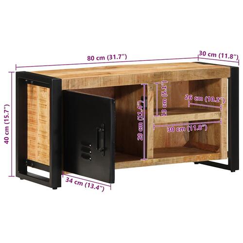 Tv-bord 80x30x40 cm massivt ru mangotræ