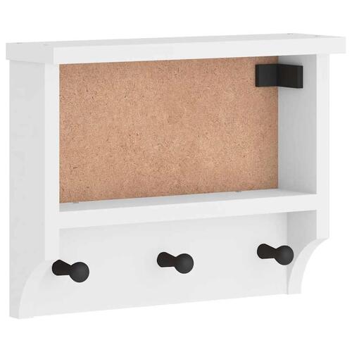 Væghængt knagerække SANDNES 45x12x35 cm massivt fyrretræ hvid