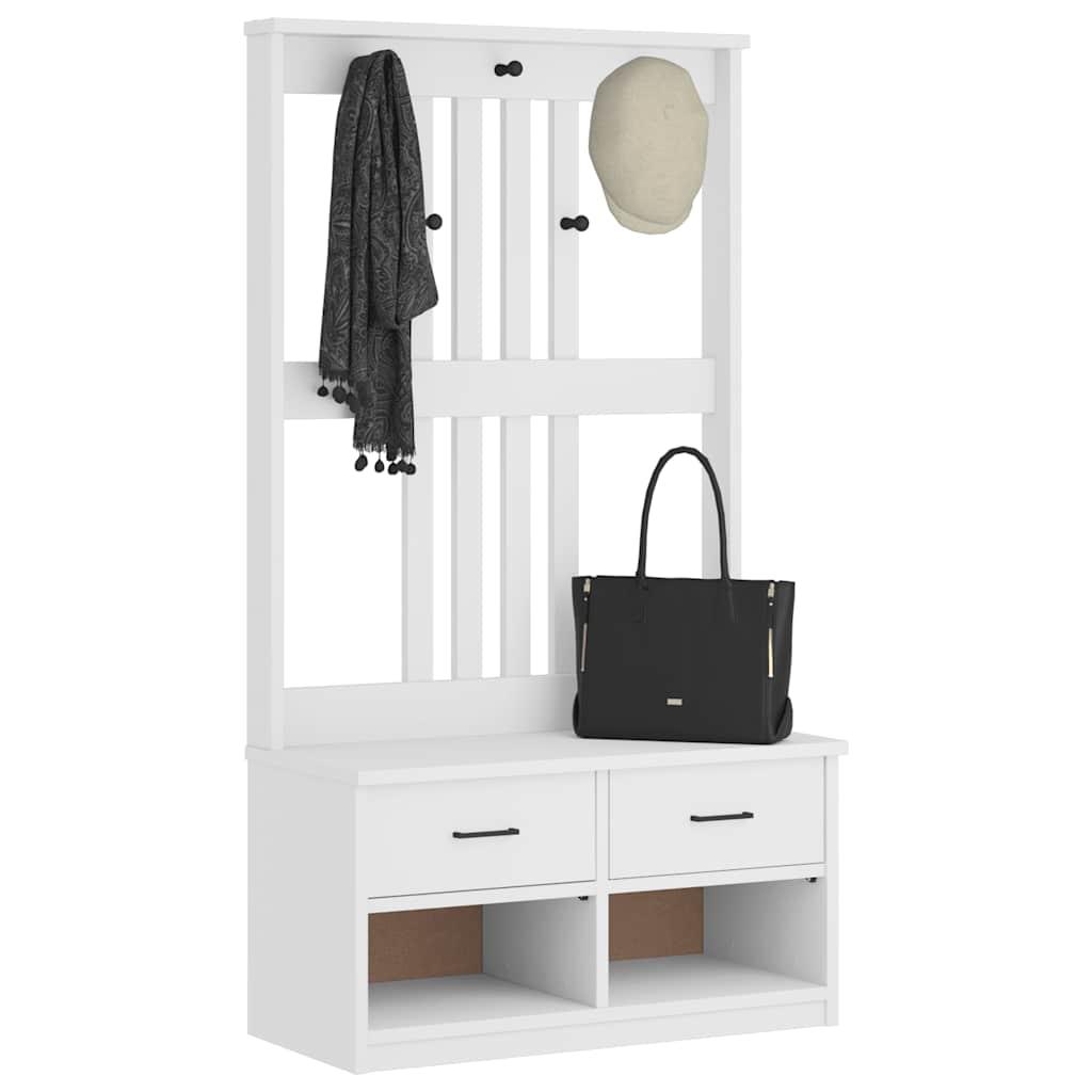 Hall Træ Sandens 87X40X159,5 Cm Massivt Fyrretræ - Hvid / 87 x 40 x 159.5 cm