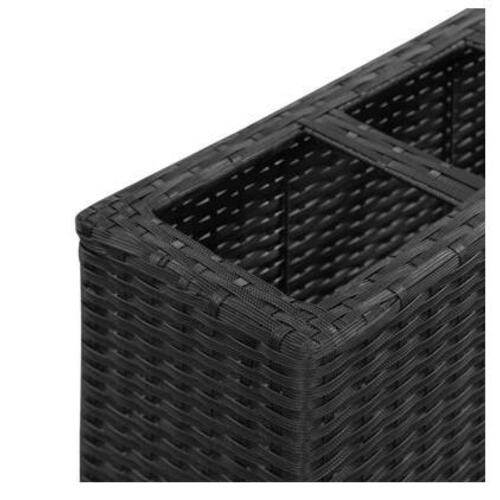 Plantekasse med 4 krukker 80x22x79 cm polyrattan sort