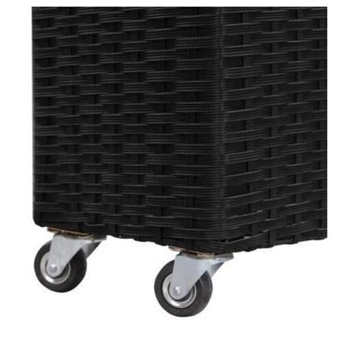 Plantekasse med 4 krukker 80x22x79 cm polyrattan sort