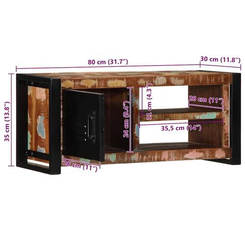 Tv-bord 80x30x35 cm massivt genbrugstræ