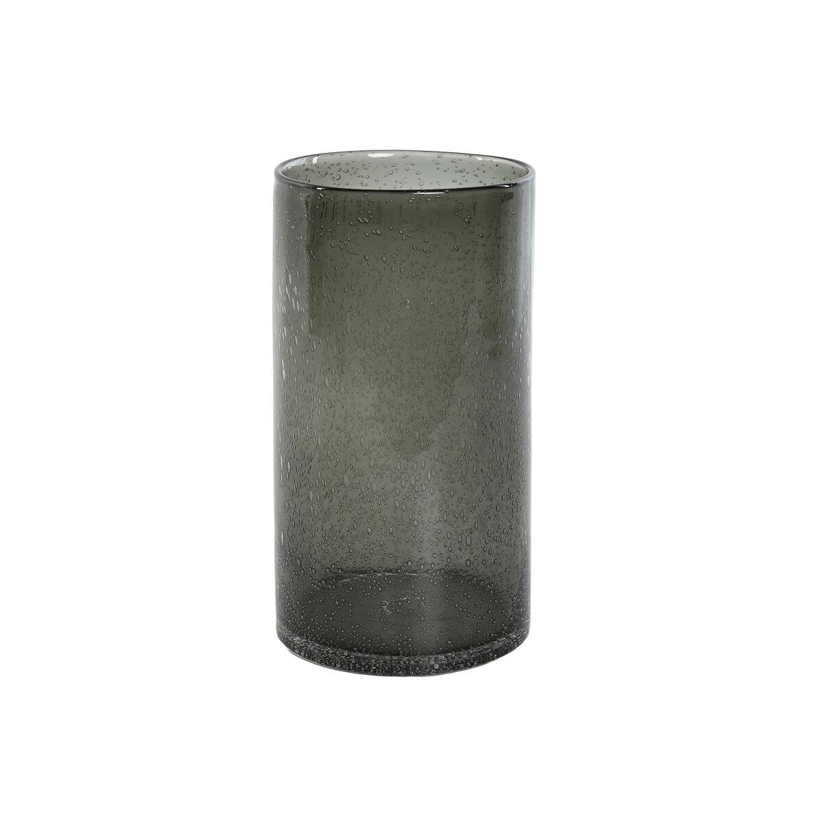 Vase i grøn krystal - moderne, 13,7 × 13,7 × 25,6 cm