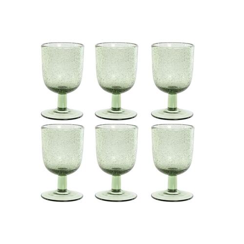 Sæt med glas Home ESPRIT Grøn Krystal 300 ml 8 x 8 x 14 cm (6 enheder)