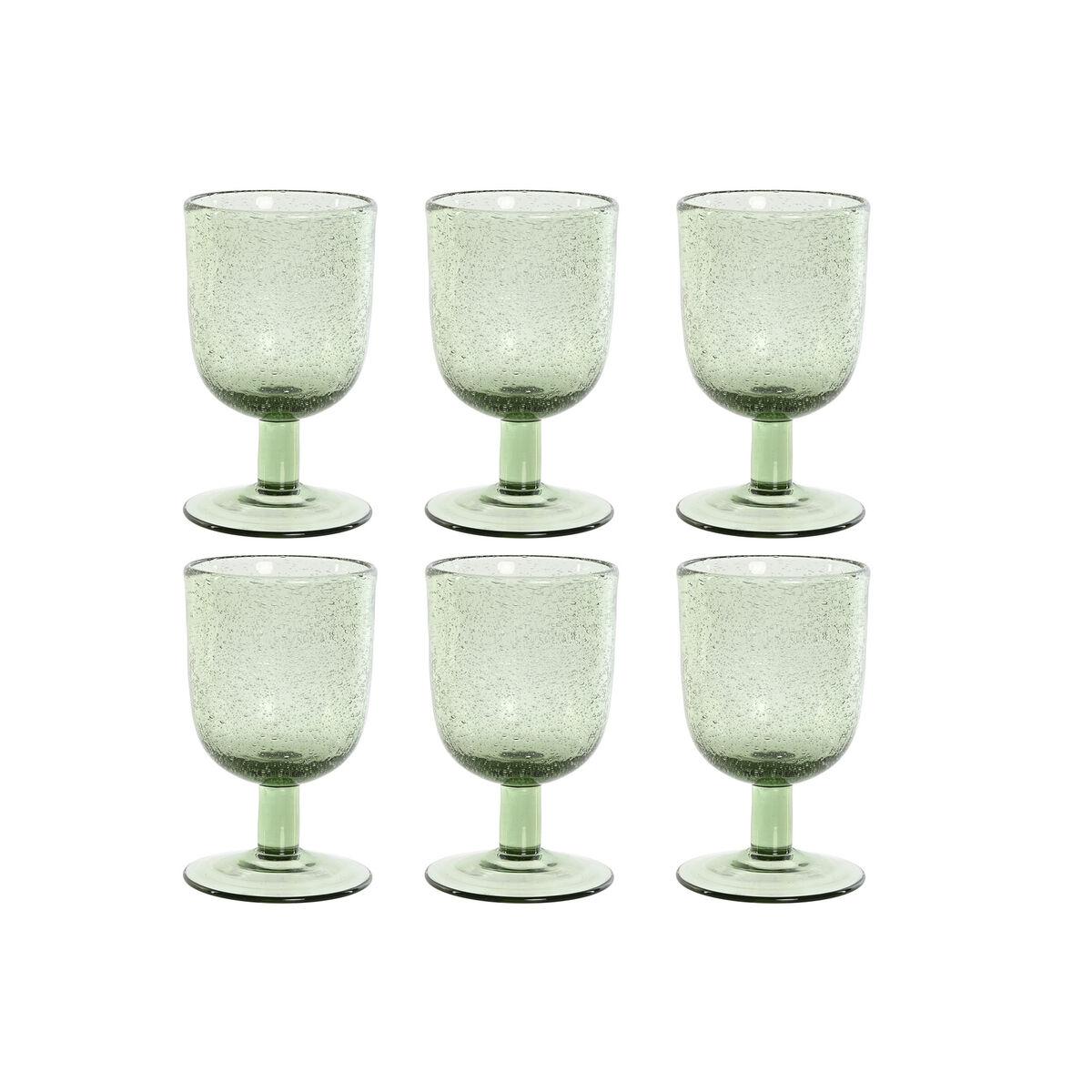 Sæt med glas Home ESPRIT Grøn Krystal 300 ml 8 x 8 x 14 cm (6 enheder)
