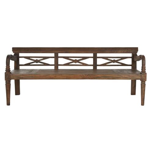 Bænk Home ESPRIT Mørkebrun Teak 190 x 70 x 75 cm