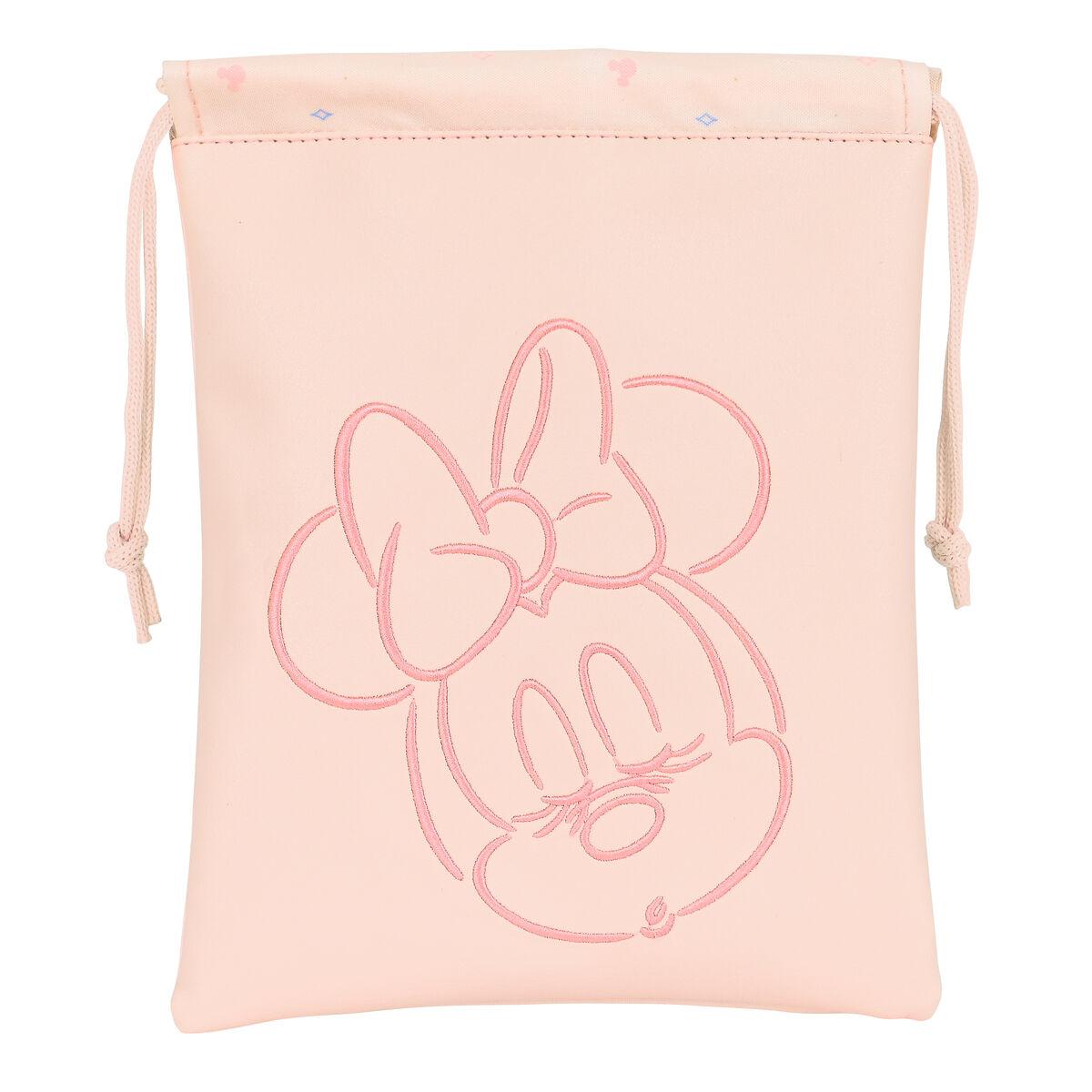 Minnie Mouse madkasse-sæk med snøre, lyserød 20 × 25 cm