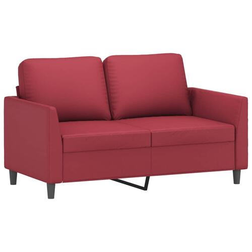 3 personers sofa med hynder kunstlæder vinrød