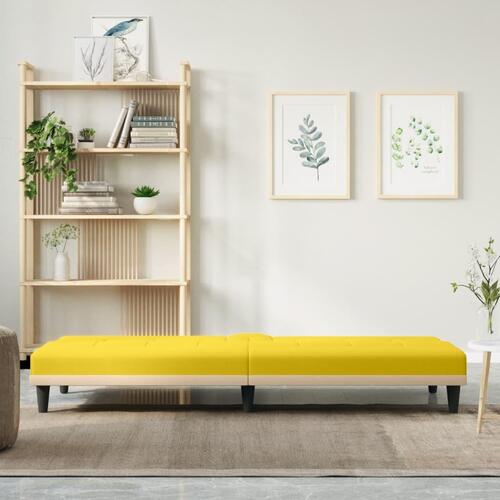 Sovesofa med kopholdere stof lysegul