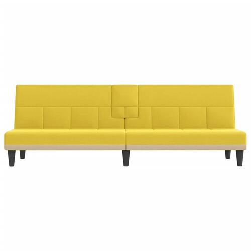 Sovesofa med kopholdere stof lysegul