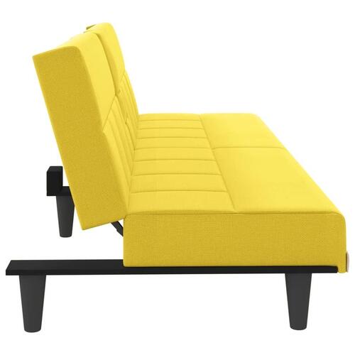 Sovesofa med kopholdere stof lysegul