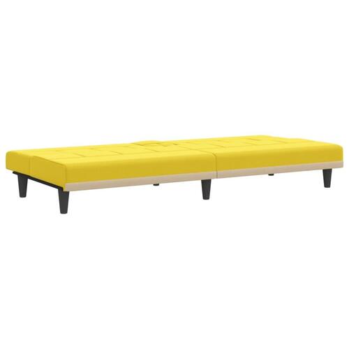 Sovesofa med kopholdere stof lysegul