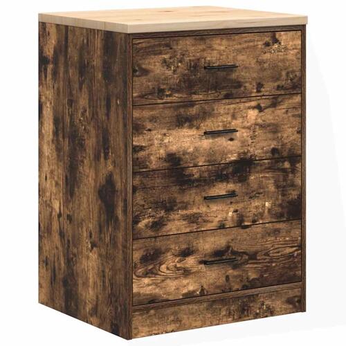 Garageopbevaringsskab røget eg 60x51x85 cm massivt træ fyrretræ